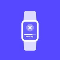 deleting files, erasing data in smart watch, icon vector