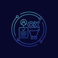 Customer experience, CX icon in linear design vector