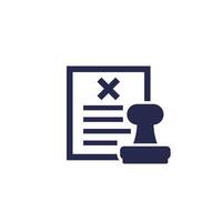 rejected document icon with a stamp vector