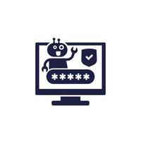 cyber security bot icon on white vector