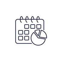 Calendar icon with a graph, line vector