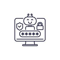 cyber security bot line icon vector