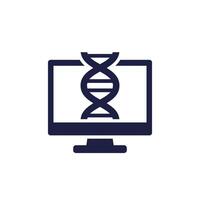 bioinformatics icon, analysis of biological data and dna pictogram vector