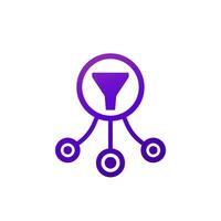 Data filtering icon with a funnel vector