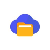 cloud folder icon on white, flat design vector