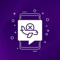 cancelled flight line icon with a phone vector