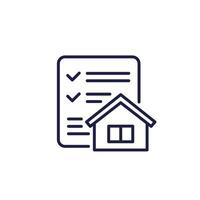 Building permit line icon with a house vector