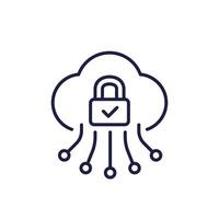 secure cloud line icon isolated on white vector