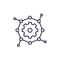 Biomaterial line icon with a molecule and gear vector