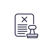 rejected document line icon with a stamp vector