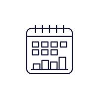Calendar icon with a graph, line pictogram vector