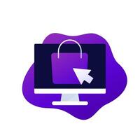 click and collect icon with a shopping bag vector