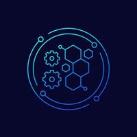 bioengineering and biotechnology icon, linear design vector