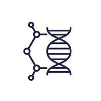 Biomaterial line icon with molecule and dna vector