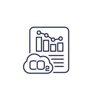 carbon emission reduction line icon with graph, co2 gas report vector