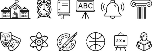 Minimalist Educational Icon Set Featuring Learning, Teaching, and Academic Symbols vector