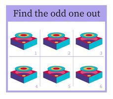 Puzzle game for children. Task for development of attention and logic. Cartoon box. vector