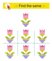Puzzle game for kids. Need to find the same of object. vector