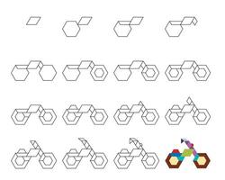 Worksheet easy guide to drawing cartoon motorcycle. Simple step-by-step drawing tutorial for kids. vector