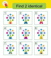Need to find two identical Ferris wheels. Answer is 4,8. vector