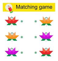 Matching game for kids. Task for the development of attention and logic. illustration of cartoon flower. vector