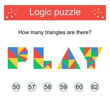 Logic puzzle. How many triangles are there Need to find the correct answer. vector