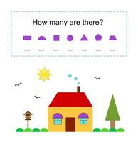 Math activity for kids How many geometric shapes vector