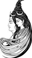 Shiva and Shakti Hindu Deities in Line Art vector