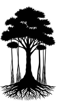 Majestic Tree Silhouette with Roots