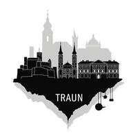 Traun Austria Skyline with Cityscape, and Silhouette. vector