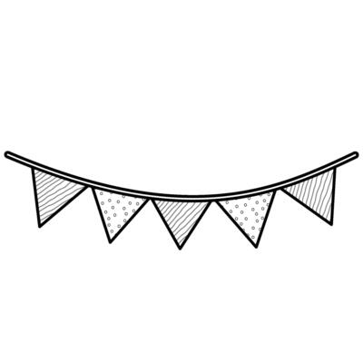 Triangle bunting decoration line art