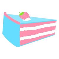 Cake slice with strawberry topping vector