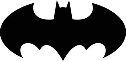 This image showcases a classic Batman bat symbol presented as a striking silhouette. The simple bold design is instantly recognizable. vector