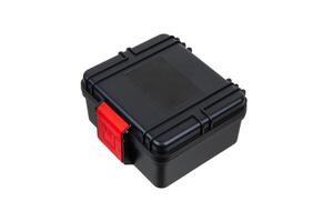 Rugged storage box with red latch photo