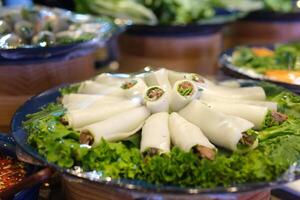 Spring roll platter Stock image of a platter, contains spring roll, samosa and kebabs , ready to eat photo