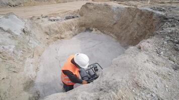 Excavation tractor works, compaction of the soil 11 video