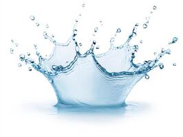 Water splash captured in crystal clear detail on a white background photo