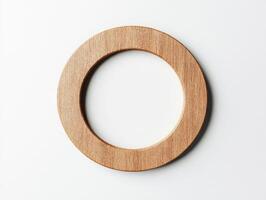 Wooden circular frame on a minimalistic background photo