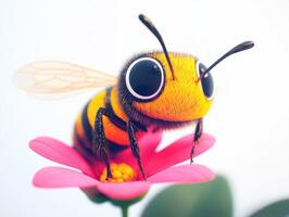 Close-up view of a bee on a pink flower in a garden photo