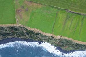 aerial directly above drone image of a cliff on the north coast of the island of Sao Miguel. Azores islands photo