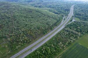 a52 motorway in Galicia, aerial view with drone photo