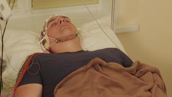 Patient brain testing using encephalography at medical center 8 video