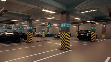 Empty Underground Parking Lot with Marked Spaces video