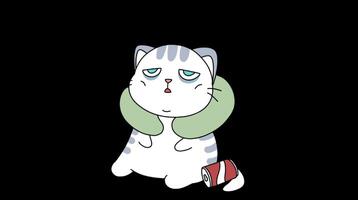 A cartoon cat with a green and white collar video
