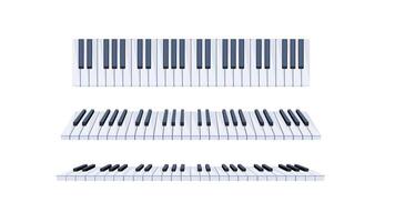 Synthesizer keyboard changing and rotating on different backgrounds video