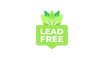 Lead free green badge animation on white and blue background video