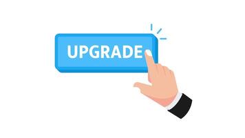 Hand pressing upgrade button with white and green screen background video