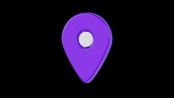 Purple Location Pin Icon Floating Animation on Transparent Background video