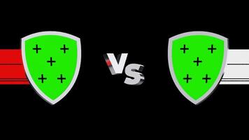 Versus Shield Animation for Teams with Green Background Featuring Red and White Stripes and Transparent Background video