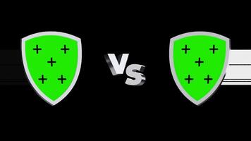 Versus Shield Animation for Teams with Green Background Featuring Black and White Stripes and Transparent Background video